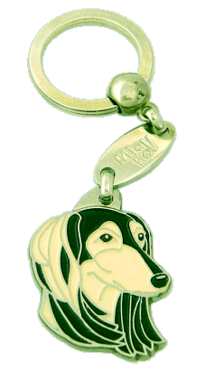 SALUKI BLACK AND CREAM <br> (keyring, engraving included)